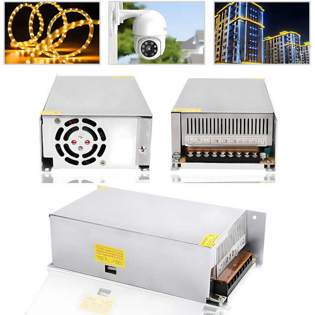 Блок живлення адаптер 12 V 50 A METAL, імпульсний інвертор живлення 600 W з вентилятором, трансформатор LED-стрічки