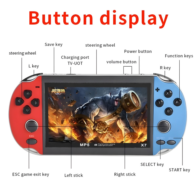 Кишенькова ігрова приставка 16-bit PSP X7 Plus 5.1" дюймів 8 GB MP5 фото - 10