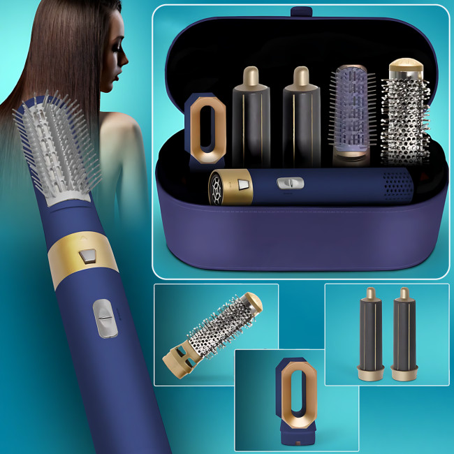 Фен-стайлер 5 в 1 Hot Air Styler 1200 Вт з іонізацією, температурою до 120 °C, 3 режими, у кейсі, шнур 2 м Блакитний
