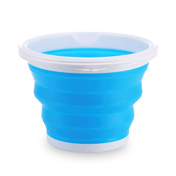 Складное силиконовое ведро Collapsible Bucket на 5 л, с ручкой, синее