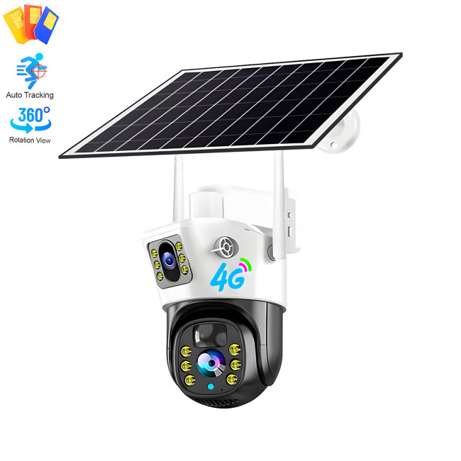 Камера відеоспостереження 4G з двома камерами V36-4G SOLAR, Із сонячною панеллю, 360