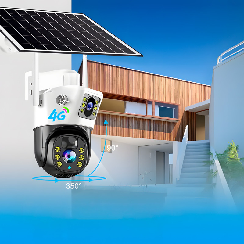 Камера відеоспостереження 4G з двома камерами V36-4G SOLAR, Із сонячною панеллю, 360 фото - 3