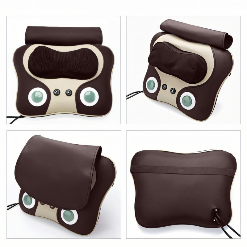 Массажная подушка Massage Pillow, роликовый массажер для спины и шеи с ИК-прогревом, 6 роликов, 3 режима фото - 2