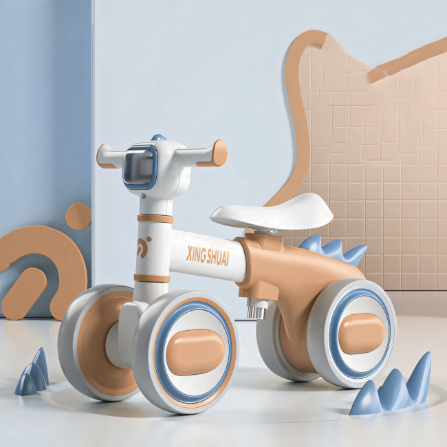 Біговел LS-1005 Bybeo Baby з музикою й підсвіткою, прогулянковий велосипед 1-5 років, 4 колеса, пластик, складаний Коричневий