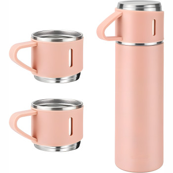 Термос с вакуумной изоляцией, Подарочный набор с 2 чашкам (500 мл )Vacuum flask set Бежевый