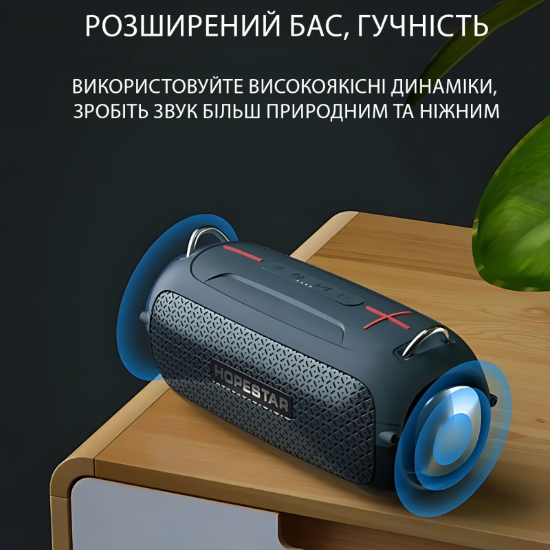 Портативна Bluetooth-колонка Hopestar A41 Party 16W, RGB-підсвітка, Bluetooth 5.3, TWS 1+1, IPX5, USB/AUX/TF, 2400mAh, чорна Чорно фото - 8