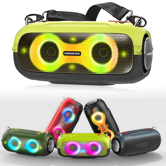 Портативна Bluetooth-колонка Hopestar A41 Party 16W, RGB-підсвітка, Bluetooth 5.3, TWS 1+1, IPX5, USB/AUX/TF, 2400mAh, чорна Чорно