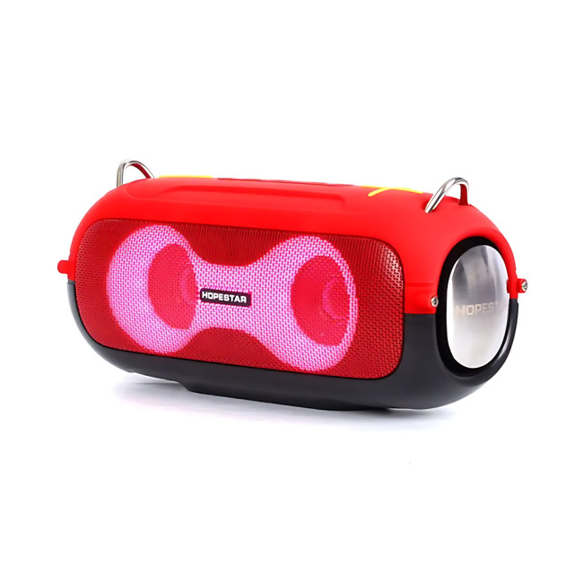Портативная Bluetooth-колонка Hopestar A41 Party 16W, RGB-подсветка, Bluetooth 5.3, TWS 1+1, IPX5, USB/AUX/TF, 2400mAh, черная Черно-красний