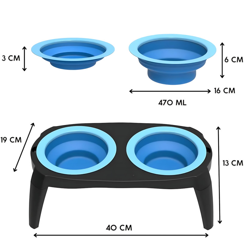 Миска подвійна на складаній підставці для собак і кішок Pet Bowl Set на антиковзних ніжках, 500 мл фото - 8