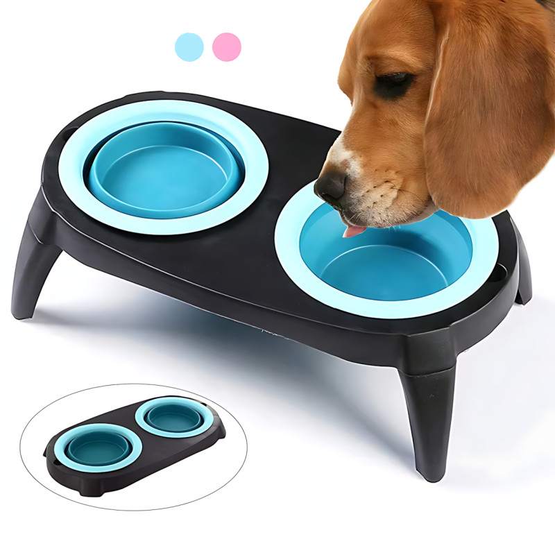 Миска подвійна на складаній підставці для собак і кішок Pet Bowl Set на антиковзних ніжках, 500 мл фото - 10