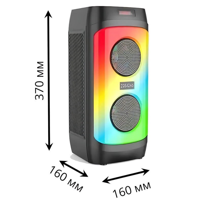 Портативна Bluetooth-колонка ZQS4246, стереозвук 30 Вт, LED-підсвітка, мікрофон, FM-радіо, еквалайзер фото - 9