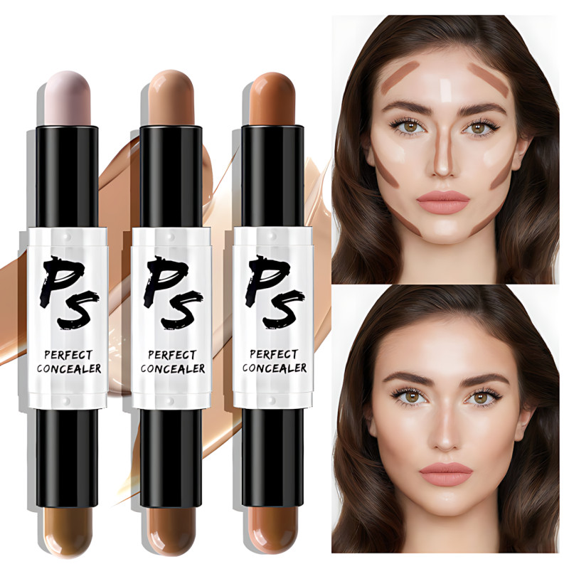 Хайлайтеры для лица Highlight Stick 2в1, двухцветный консилер в стике для контуринга фото - 2