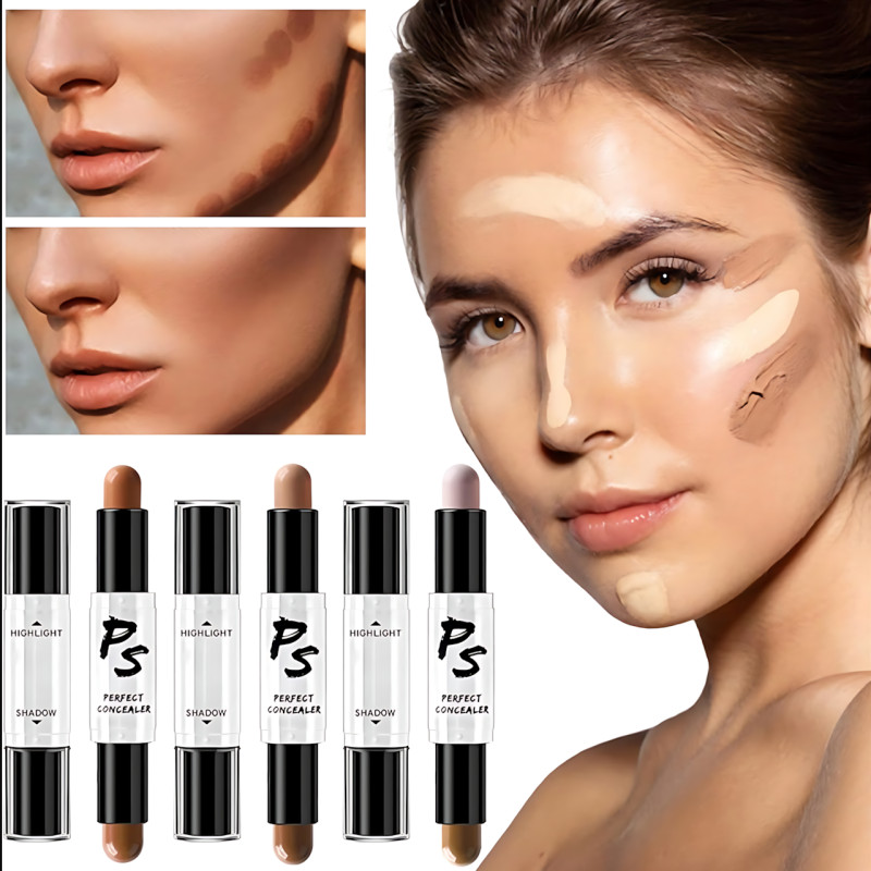Хайлайтеры для лица Highlight Stick 2в1, двухцветный консилер в стике для контуринга фото - 5