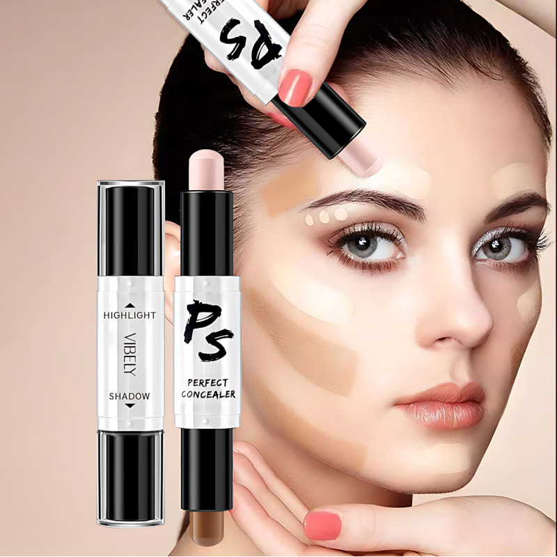Хайлайтеры для лица Highlight Stick 2в1, двухцветный консилер в стике для контуринга фото - 10