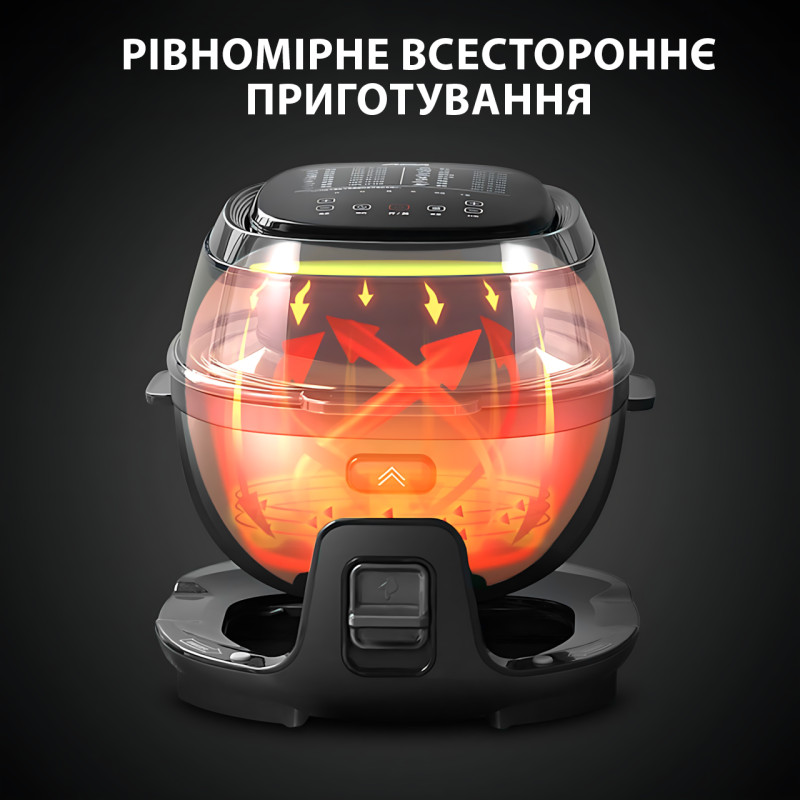 Smart-аерогриль Zepline ZP-140, аерофритюр 10 л, 4000 Вт, 18 програм, сенсорне керування, чорний фото - 5
