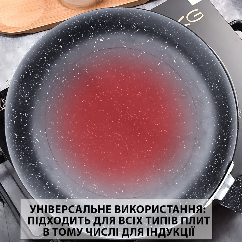 Сковорода Higher Kitchen KH-320, 24 см, антипригарное мраморное покрытие, soft-touch ручка, для всех плит 28 фото - 5