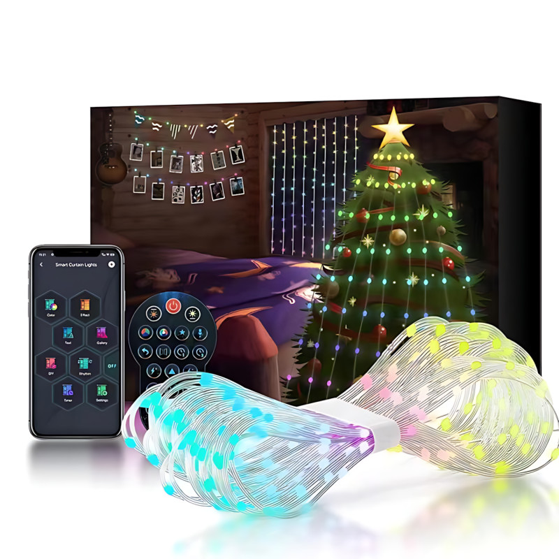 Гирлянда Конский хвост SFK-02, 10 нитей по 2 м, с пультом, APP Bluetooth, USB фото - 10