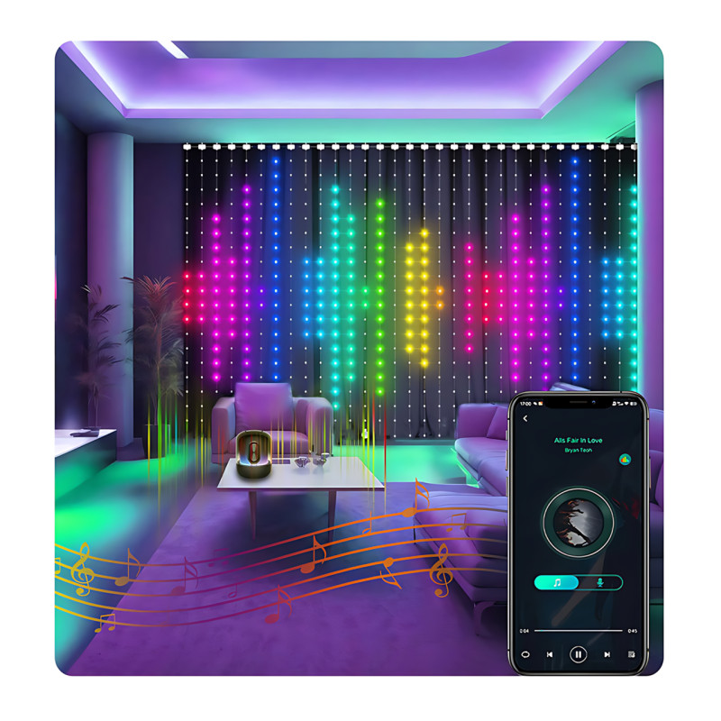 Гирлянда Конский хвост SFK-02, 10 нитей по 2 м, с пультом, APP Bluetooth, USB фото - 7