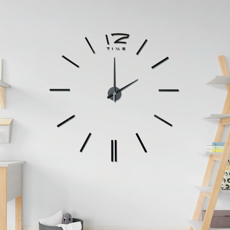 Настенные часы DIY Clock в стиле минимализм, диаметр до 100 см, черный цвет фото - 2