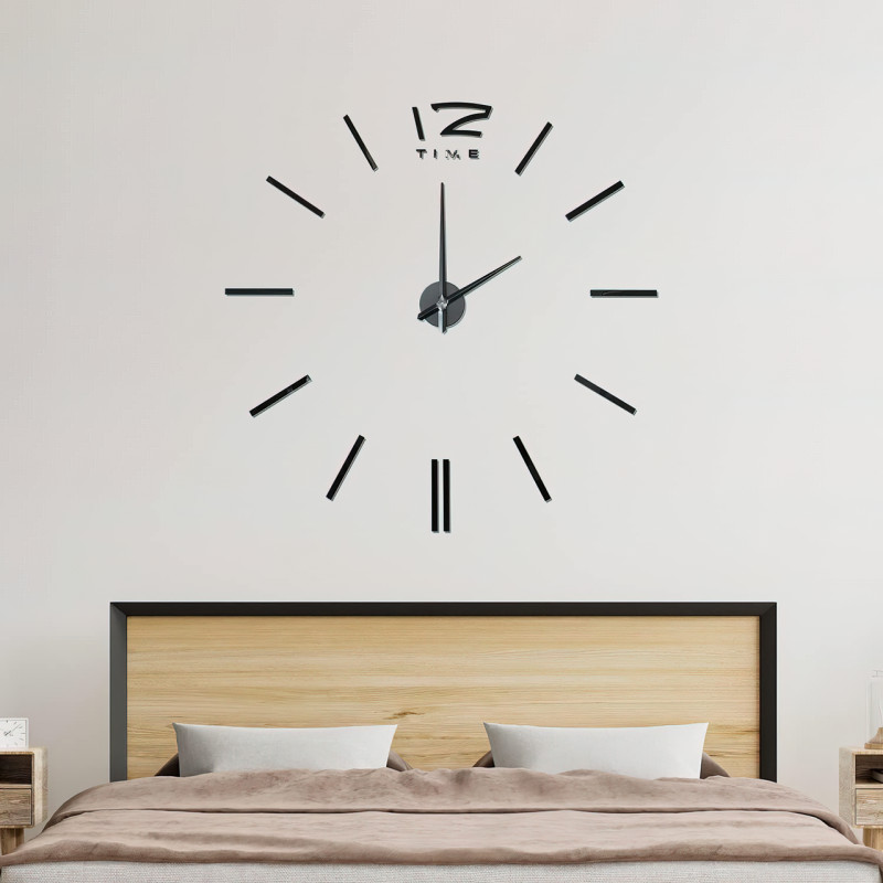 Настенные часы DIY Clock в стиле минимализм, диаметр до 100 см, черный цвет фото - 3