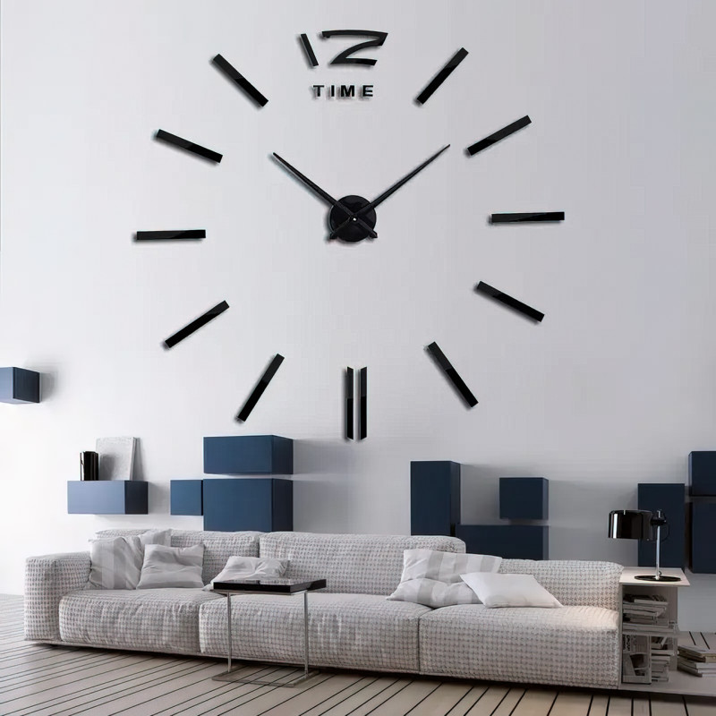 Настенные часы DIY Clock в стиле минимализм, диаметр до 100 см, черный цвет фото - 5