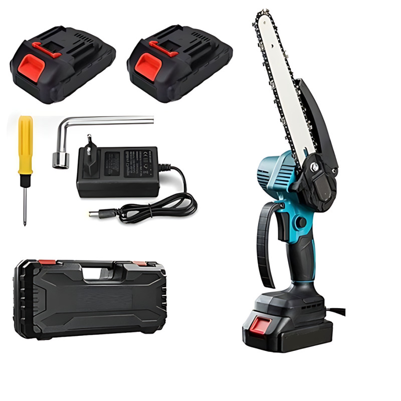 KRAFFTEC Chain Saw 8" — акумуляторна ланцюгова мініпила 24 V, 2 АКБ, 550-800 Вт, шина 205 мм, 10 м/с, кейс фото - 10