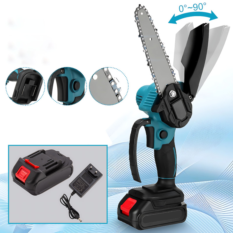 KRAFFTEC Chain Saw 8" — акумуляторна ланцюгова мініпила 24 V, 2 АКБ, 550-800 Вт, шина 205 мм, 10 м/с, кейс фото - 7