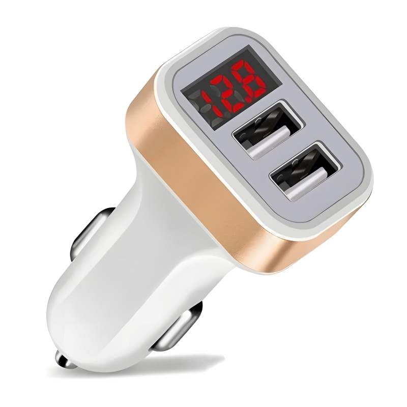 Адаптер у машину на 2 USB HC1 9001, Зарядка в прикурювач авто, З Вольтметром фото - 6