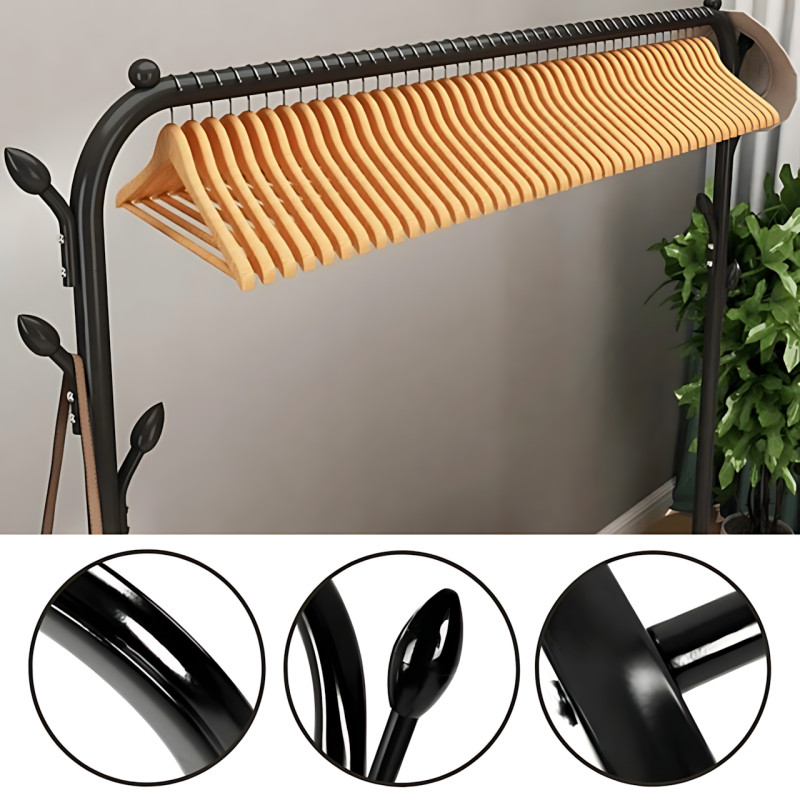 Напольная вешалка для одежды Double Floor Hanger 3, металл, 150×110×40 см, с полкой для обуви и крючками фото - 4