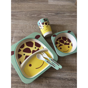 Набор детской бамбуковой посуды Elit LUX Baby 5 приборов, коллекция животных жираф