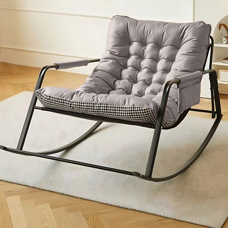 Крісло-гойдалка-ліжко 3в1, регульоване крісло-трансформер із хитним механізмом, тканинне, м'яке, сірий фото - 2