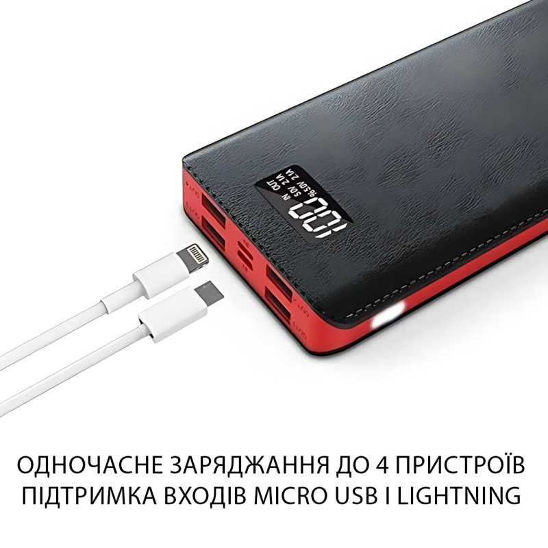 Power Bank 50000 mAh M9 LCD (реальна ємність 8400 mAh), 4&times;USB, microUSB + Lightning, LED-ліхтарик, зовнішній акумулятор фото - 6