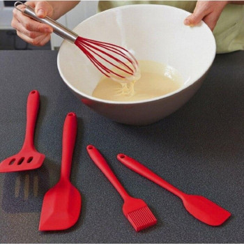 Набір з 5 предметів для кухні USA EASY Kitchen silicone set, силіконові лопатки, різні кольори Червоний