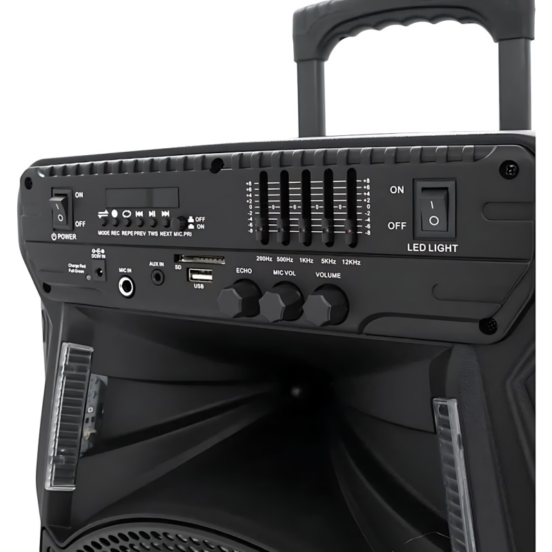 Портативная музыкальная колонка ZXX-7373, динамик 12'' 400 Вт, USB/SD/FM/BT/MIC/ДК, 53х35х28см фото - 6