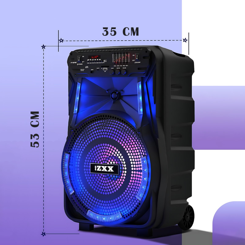 Портативная музыкальная колонка ZXX-7373, динамик 12'' 400 Вт, USB/SD/FM/BT/MIC/ДК, 53х35х28см фото - 9
