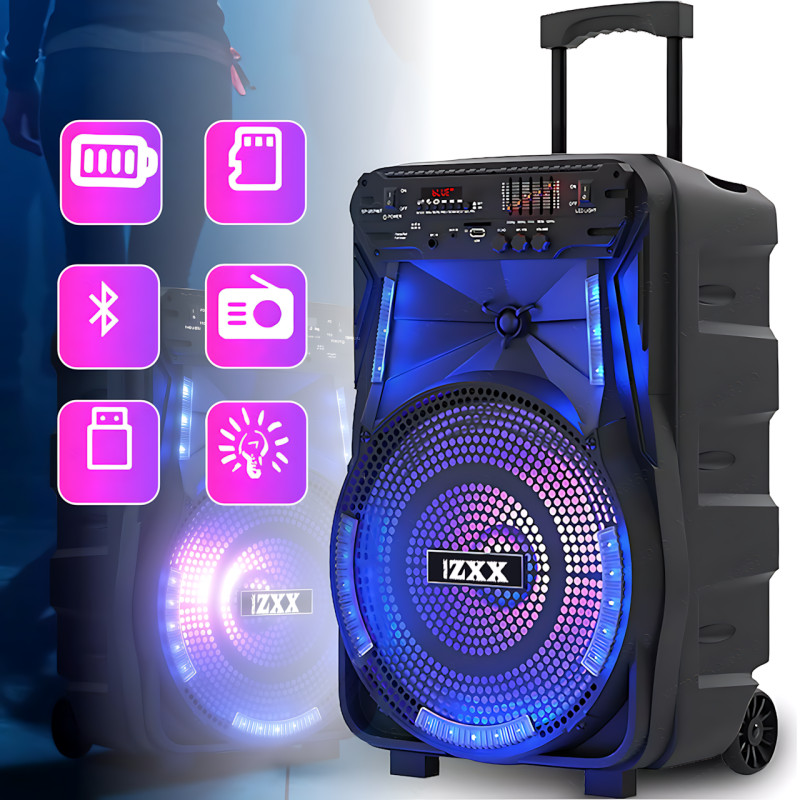 Портативная музыкальная колонка ZXX-7373, динамик 12'' 400 Вт, USB/SD/FM/BT/MIC/ДК, 53х35х28см фото - 2