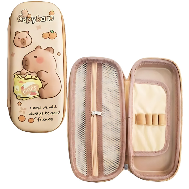 Набор канцелярии 55-в-1 в чемодане &laquo;Капибара&raquo; с кодовым замком, для школы и творчества: блокноты, наклейки, пенал, альбомы, ручки фото - 5