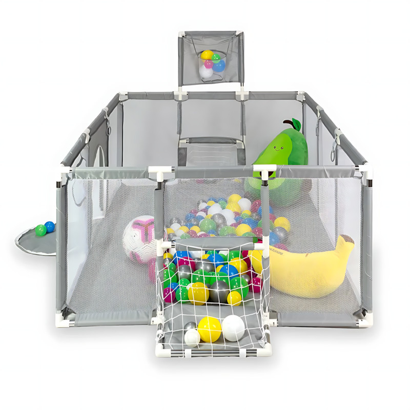 Дитячий манеж NX-21 (180&times;120 см) &mdash; ігровий сухий басейн із баскетбольним кільцем і воротами, сітчасті стінки, металевий каркас фото - 4