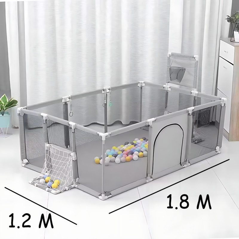Дитячий манеж NX-21 (180&times;120 см) &mdash; ігровий сухий басейн із баскетбольним кільцем і воротами, сітчасті стінки, металевий каркас фото - 10