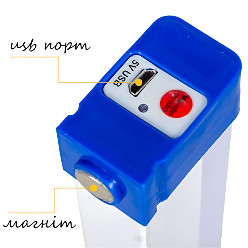 Світлодіодна USB LED-лампа-нічник на магніті, 60 Вт, 3 режими, IP65, 32 см, білий фото - 8
