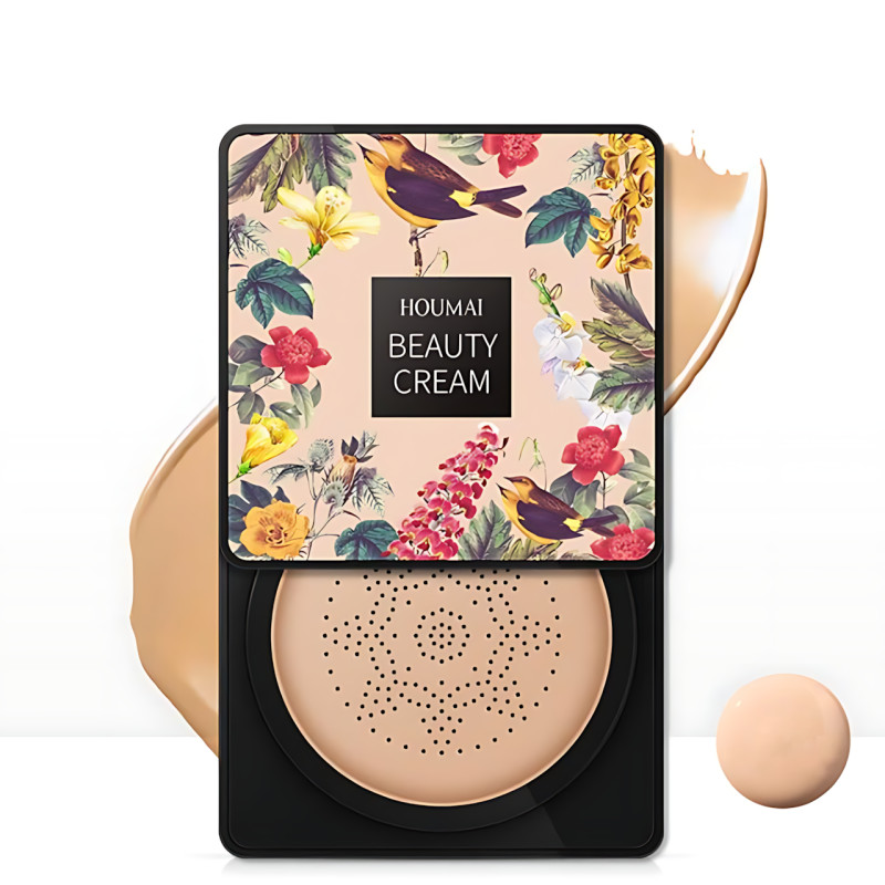 Кушон Houmai Beauty Cream Concealer, спонж с bb крем-пудрой светлый бежевый фото - 6