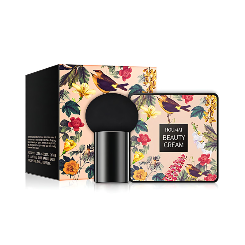 Кушон Houmai Beauty Cream Concealer, спонж с bb крем-пудрой светлый бежевый фото - 7