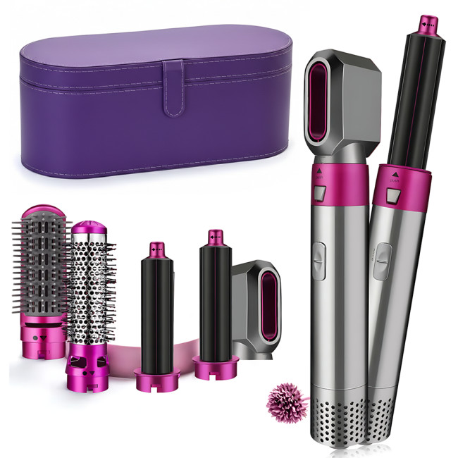 Стайлер Hot Air Styler 5-в-1 для укладки волос, 1000 Вт, эффект Коанда, 5 насадок, керамика, инфракрасный нагрев, фиолетовый кейс