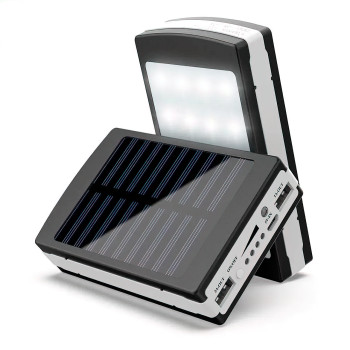Портативное зарядное устройство 40000 мА/ч на солнечной батареи с фонариком
