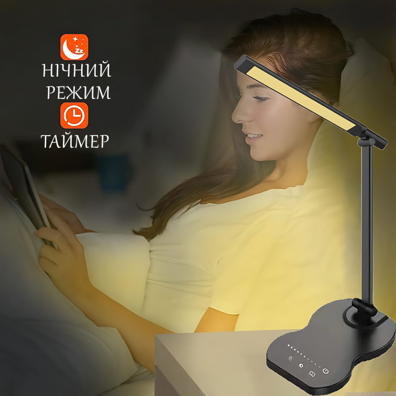 Настільна лампа Table lamp AND HA-85 з бездротовою зарядкою, складаною конструкцією, портом USB + таймером фото - 9