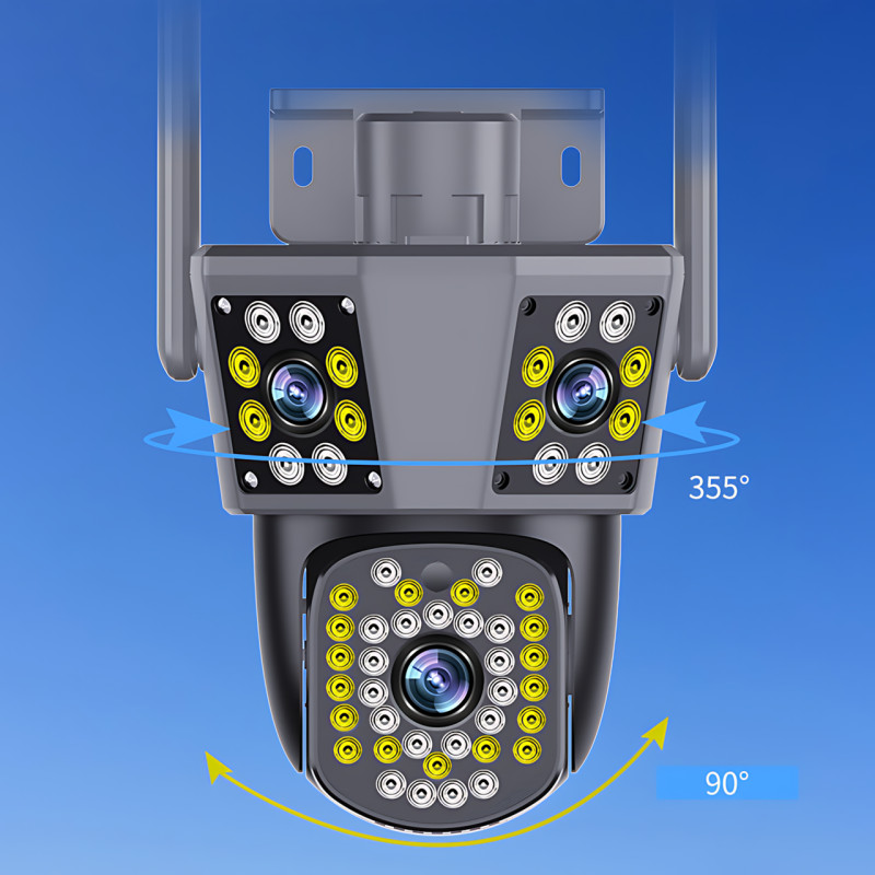 Уличная Wi-Fi IP камера 3-Lens IPC360, 3 объектива, цветное ночное видение, двусторонний звук, IP66, WiFi+RJ45 фото - 6