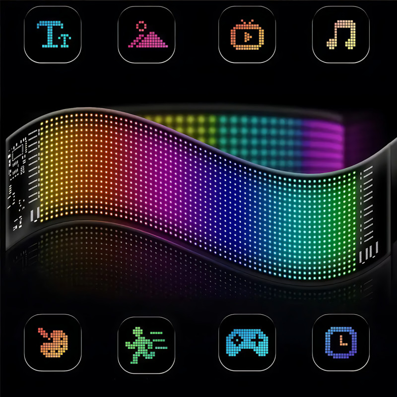 Гнучкий світлодіодний LED-дисплей ART-0566, RGB, Bluetooth керування з телефона та пульта, IP65, 37.4×9.2 см фото - 3