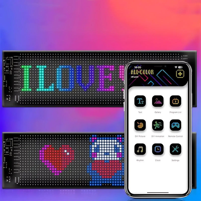 Гнучкий світлодіодний LED-дисплей ART-0566, RGB, Bluetooth керування з телефона та пульта, IP65, 37.4×9.2 см фото - 6