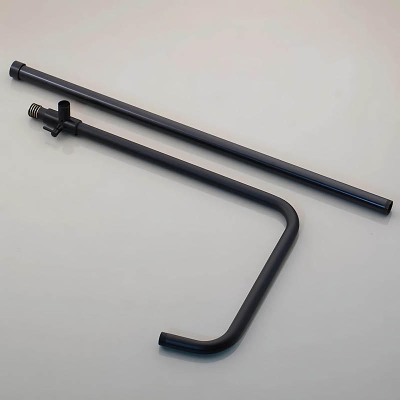 Смеситель для ванны KEMAIDI Matte Black 3-в-1, латунь, дождевой душ, настенный монтаж, керамический картридж фото - 5