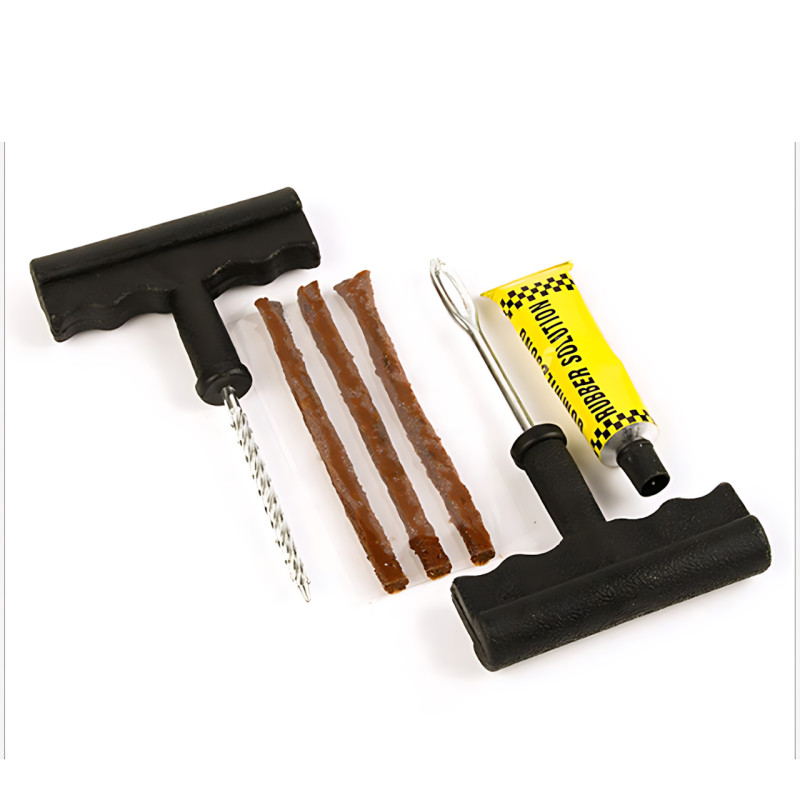 Комплект для ремонта бескамерных шин tubeless tyre repaoir kit – 3 жгута, клей-активатор, инструменты, блистер фото - 2